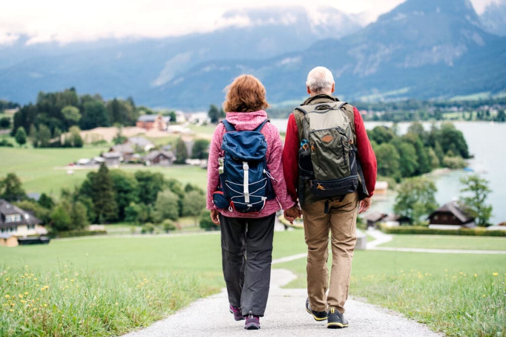 couple hiking in england