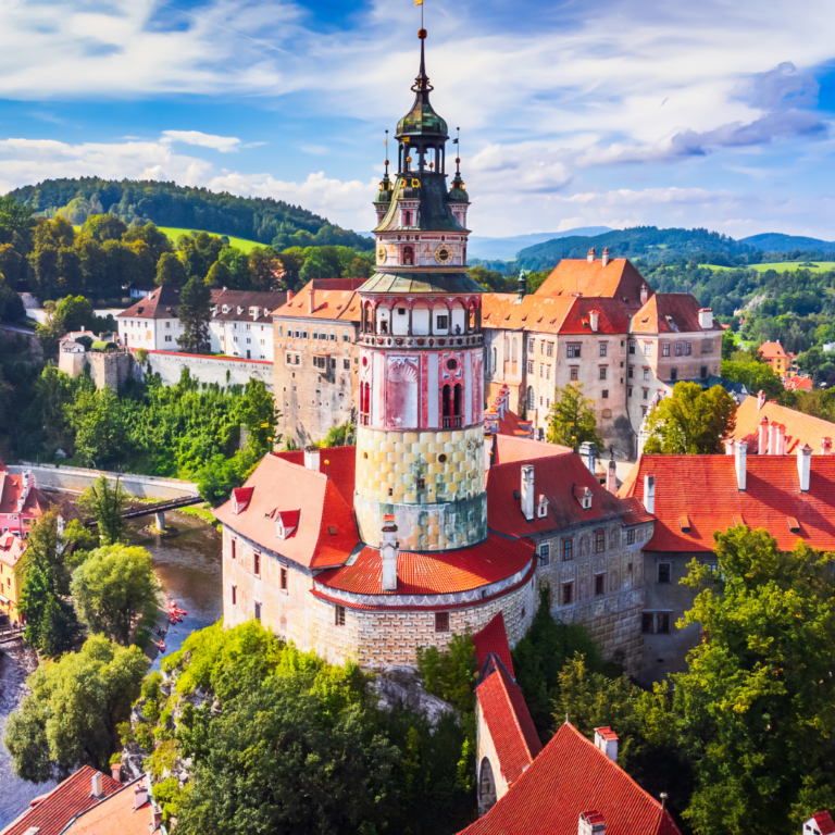 Cesky Krumlov aerial view